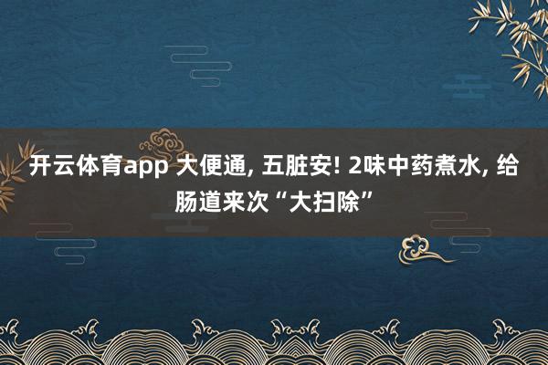 开云体育app 大便通, 五脏安! 2味中药煮水, 给肠道来次“大扫除”