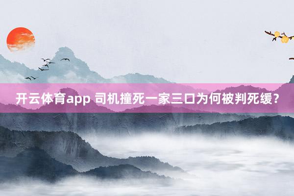 开云体育app 司机撞死一家三口为何被判死缓？