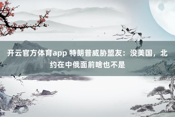 开云官方体育app 特朗普威胁盟友：没美国，北约在中俄面前啥也不是