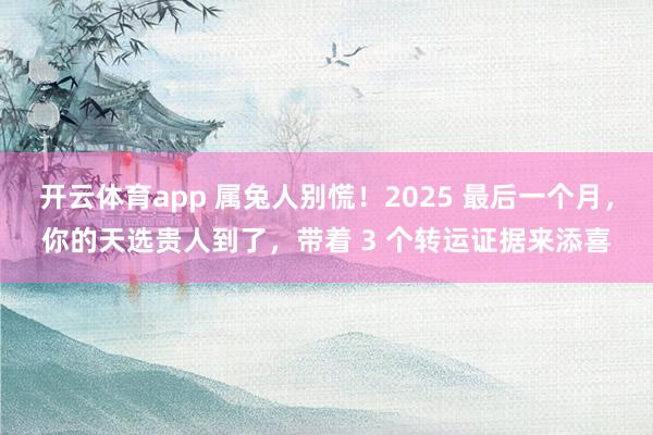 开云体育app 属兔人别慌！2025 最后一个月，你的天选贵人到了，带着 3 个转运证据来添喜