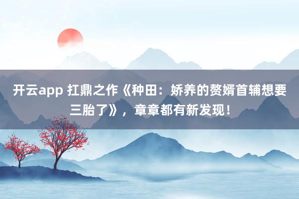 开云app 扛鼎之作《种田:娇养的赘婿首辅想要三胎了》,章章都有新发现!