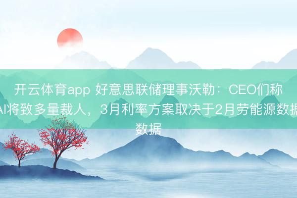 开云体育app 好意思联储理事沃勒：CEO们称AI将致多量裁人，3月利率方案取决于2月劳能源数据