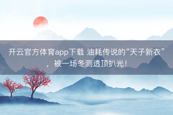 开云官方体育app下载 油耗传说的“天子新衣”，被一场冬测透顶扒光！